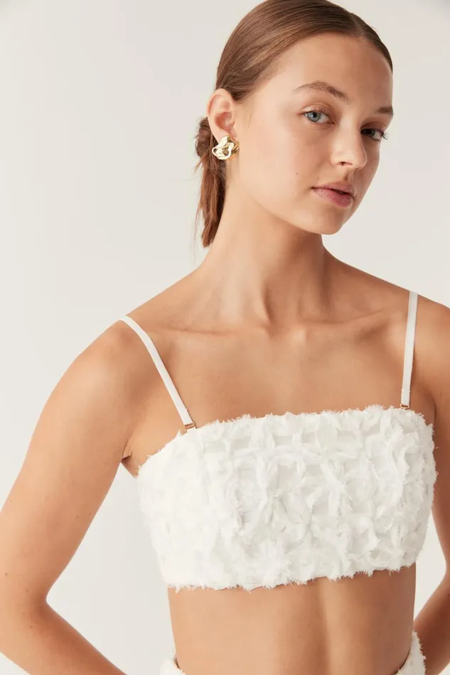 Aje Tops Quintette Textured Bralette Ivory 8211 Women Aje Tops Quintette Textured Bralette Ivory 8211 Women