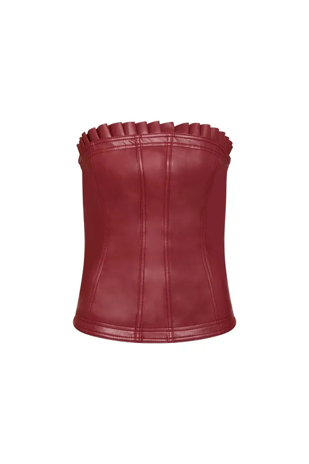 Aje Tops Stanhope Vegan Leather Top Mahogany Red 8211 Women Aje Tops Stanhope Vegan Leather Top Mahogany Red 8211 Women