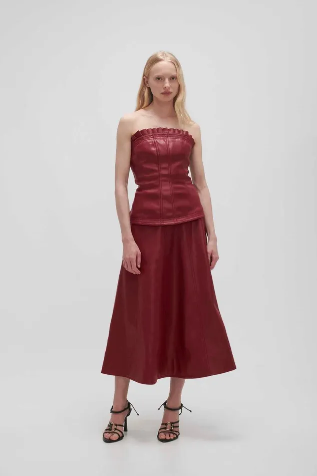Aje Tops Stanhope Vegan Leather Top Mahogany Red 8211 Women Aje Tops Stanhope Vegan Leather Top Mahogany Red 8211 Women