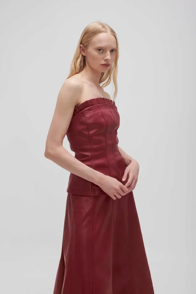 Aje Tops Stanhope Vegan Leather Top Mahogany Red 8211 Women Aje Tops Stanhope Vegan Leather Top Mahogany Red 8211 Women