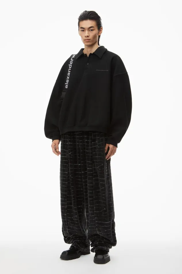 Alexander Wang Bottoms Men Crocodile Jacquard Velour Track Pants