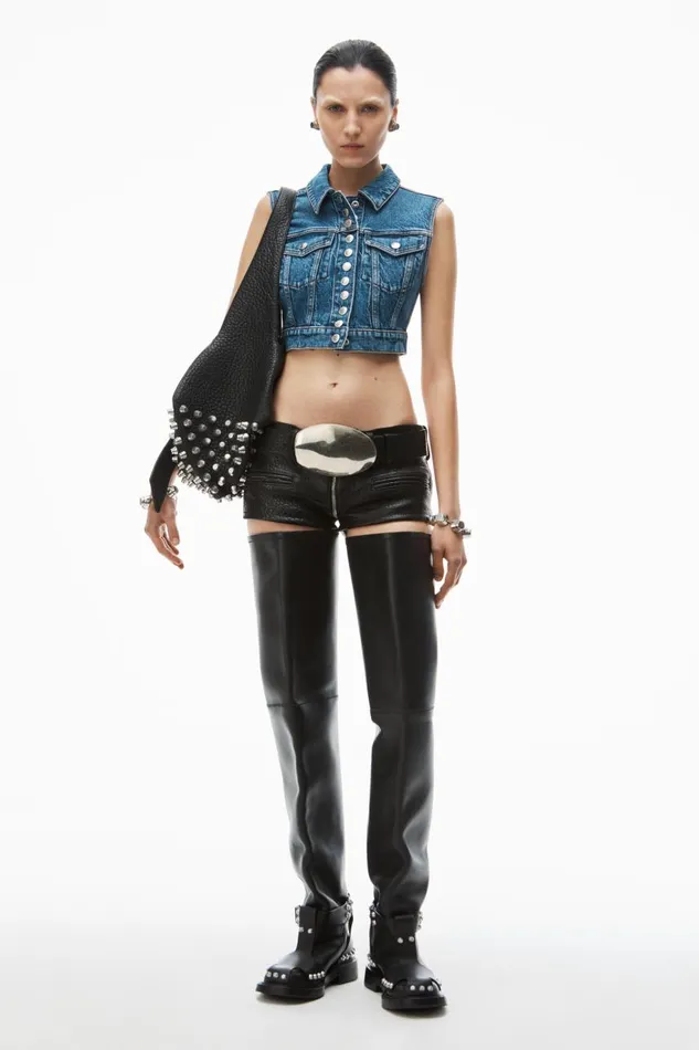 Alexander Wang Denim Women Cropped Trucker Vest In ComfortStretch Denim