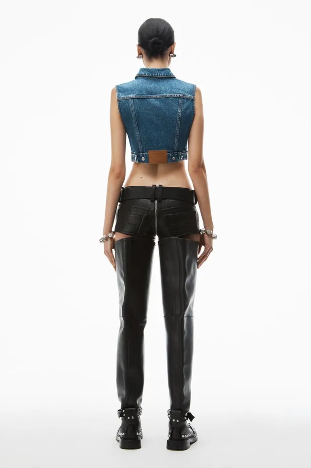 Alexander Wang Denim Women Cropped Trucker Vest In ComfortStretch Denim