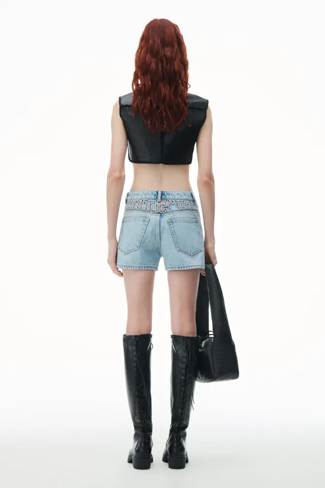 Alexander Wang Denim Women CutOut High Rise Shorty In Denim