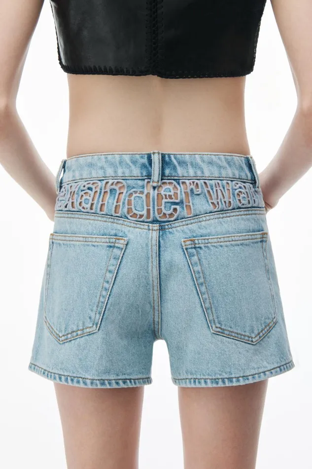 Alexander Wang Denim Women CutOut High Rise Shorty In Denim