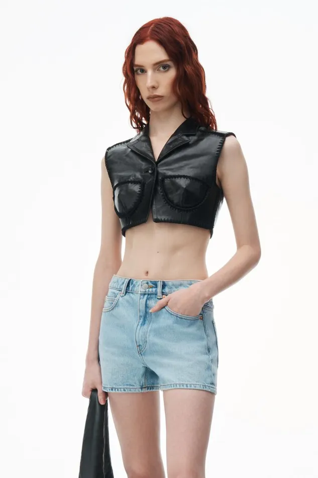 Alexander Wang Denim Women CutOut High Rise Shorty In Denim