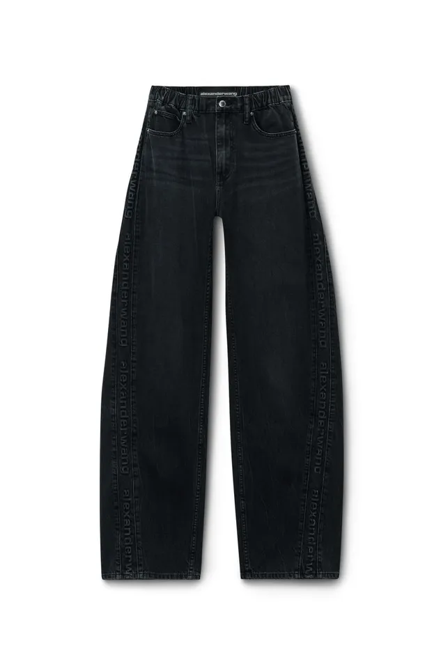 Alexander Wang Denim Women Logo Embossed Ballon Jogger Pant In Cotton