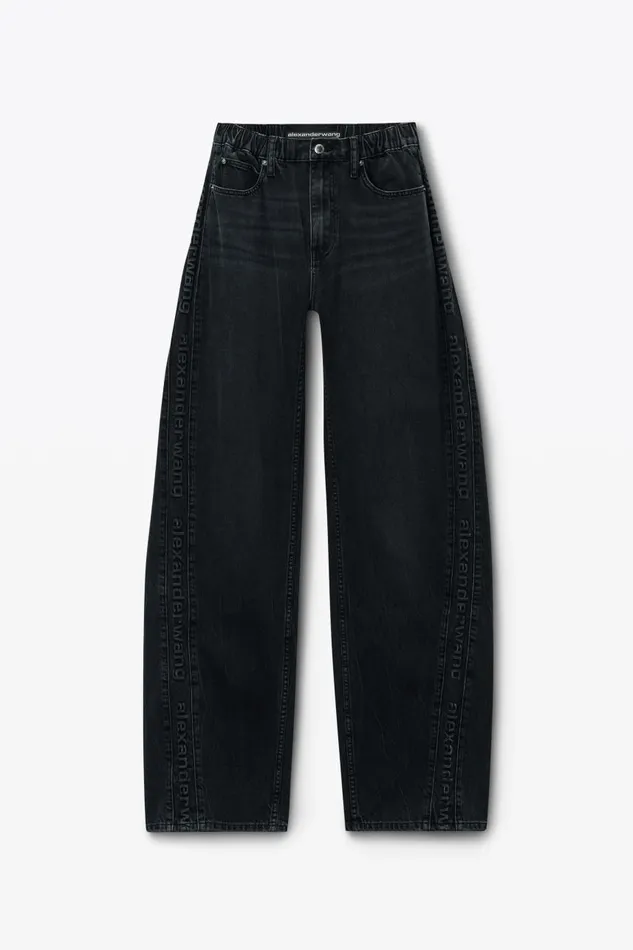 Alexander Wang Denim Women Logo Embossed Ballon Jogger Pant In Cotton