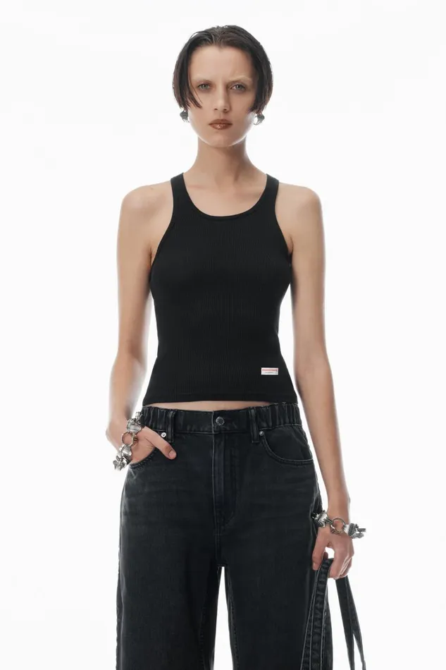 Alexander Wang Denim Women Logo Embossed Ballon Jogger Pant In Cotton
