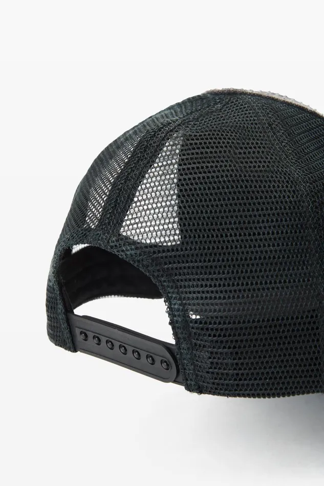 Alexander Wang Denim Women Logo Trucker Hat In Crystal Hotfix And Cotton Canvas