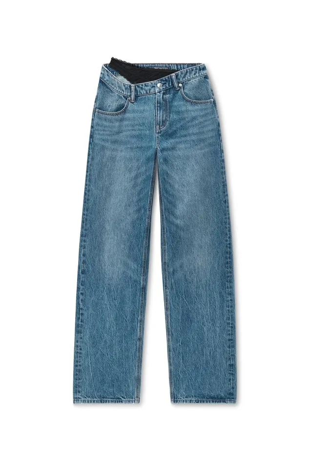 Alexander Wang Denim Women PreStyled Denim Jeans With Asymmetrical Lace Waistband