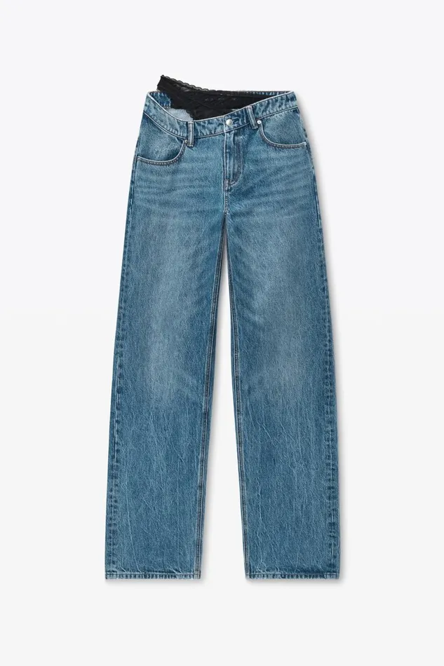 Alexander Wang Denim Women PreStyled Denim Jeans With Asymmetrical Lace Waistband