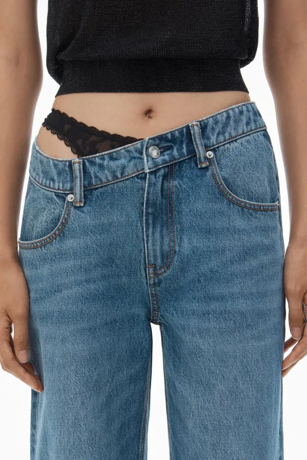 Alexander Wang Denim Women PreStyled Denim Jeans With Asymmetrical Lace Waistband