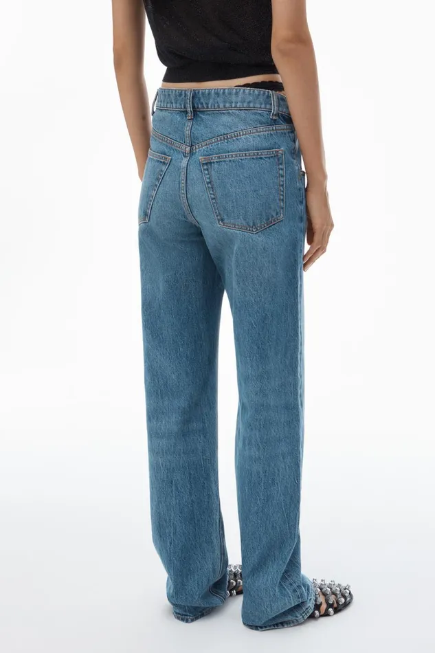 Alexander Wang Denim Women PreStyled Denim Jeans With Asymmetrical Lace Waistband