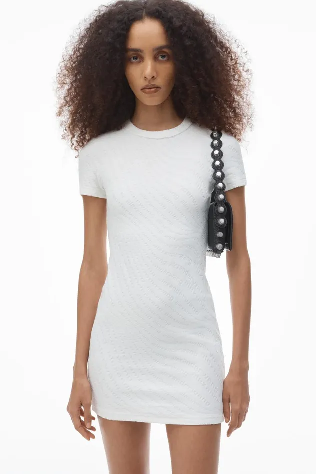 Alexander Wang Dresses Women Logo Jacquard Stretch Short Sleeve Mini Dress