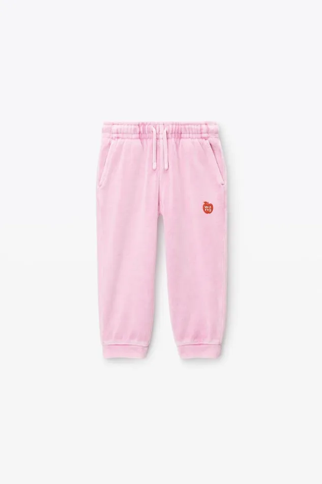 Alexander Wang Kids Puff Logo Sweatpant In Velour