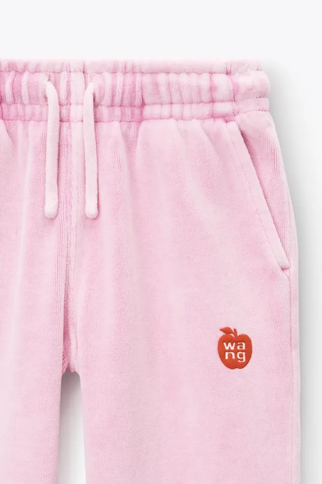 Alexander Wang Kids Puff Logo Sweatpant In Velour