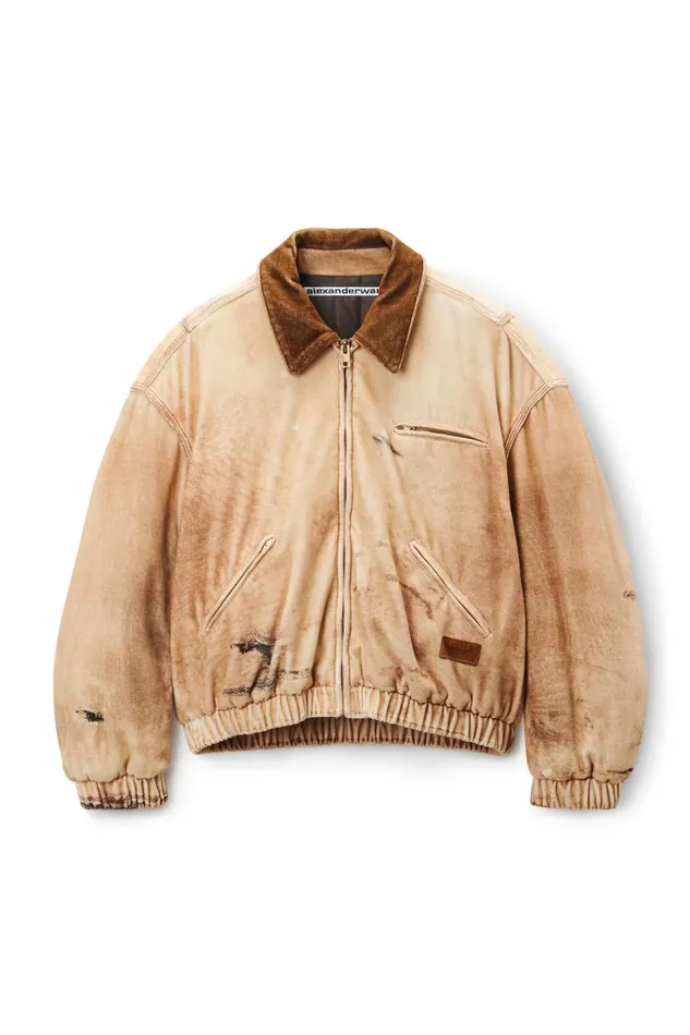 Alexander Wang Outerwear Men Bomber Jacket In Workwear TrompeL039oeilPrint Velour Alexander Wang Outerwear Men Bomber Jacket In Workwear TrompeL039oeilPrint Velour