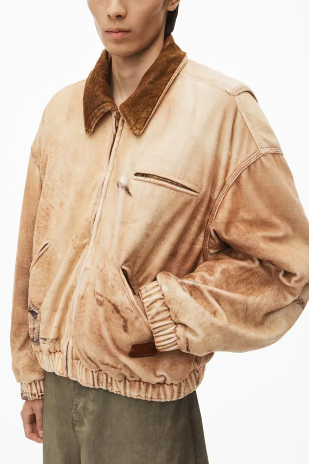 Alexander Wang Outerwear Men Bomber Jacket In Workwear TrompeL039oeilPrint Velour