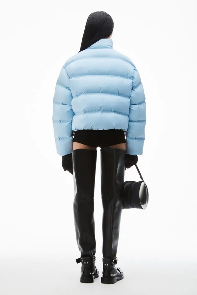 Alexander Wang Outerwear Women Cropped Puffer Coat With Reflective Logo
