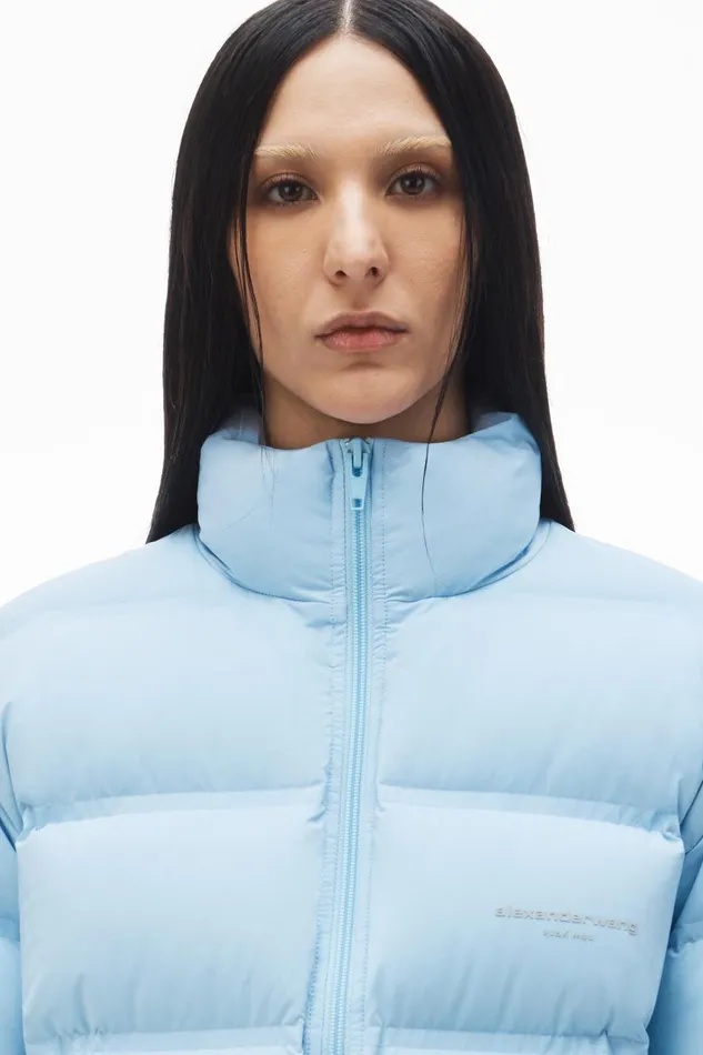 Alexander Wang Outerwear Women Cropped Puffer Coat With Reflective Logo