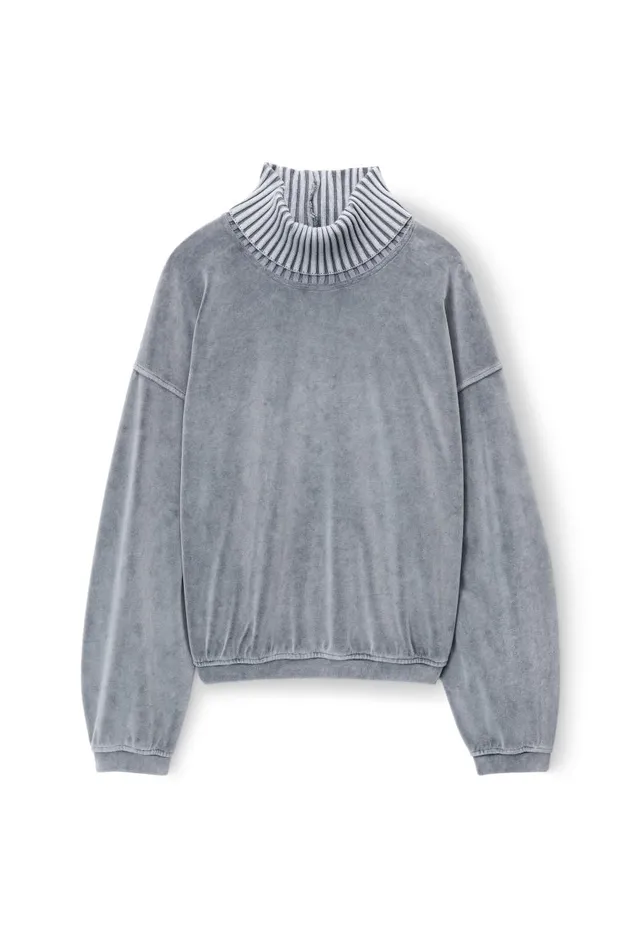 Alexander Wang Sweatshirts Men Rib Trim Turtleneck In Velour