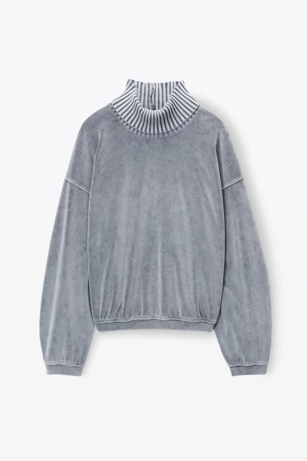 Alexander Wang Sweatshirts Men Rib Trim Turtleneck In Velour