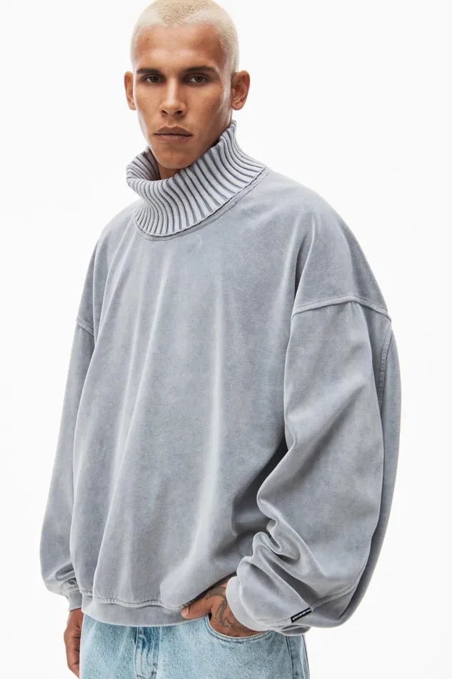 Alexander Wang Sweatshirts Men Rib Trim Turtleneck In Velour