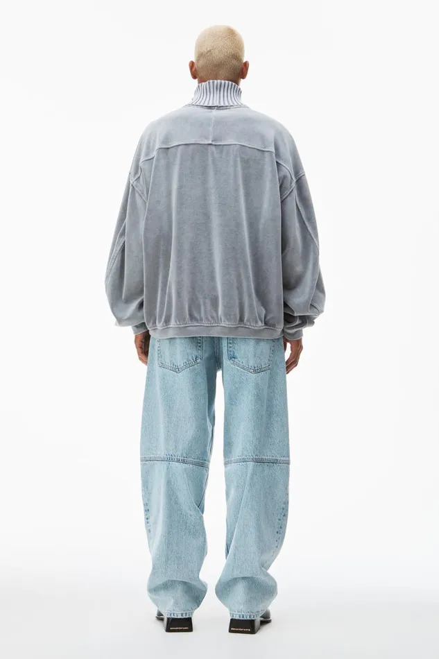 Alexander Wang Sweatshirts Men Rib Trim Turtleneck In Velour