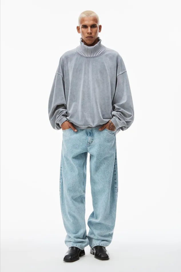 Alexander Wang Sweatshirts Men Rib Trim Turtleneck In Velour