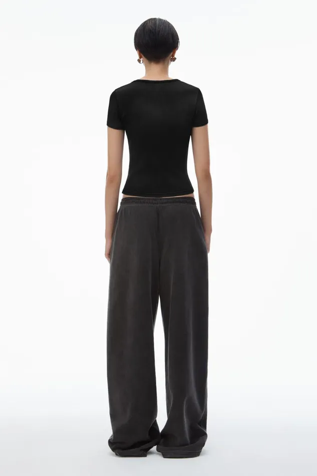 Alexander Wang TShirts Women Crystal Hotfix Tee In Ribbed Jersey