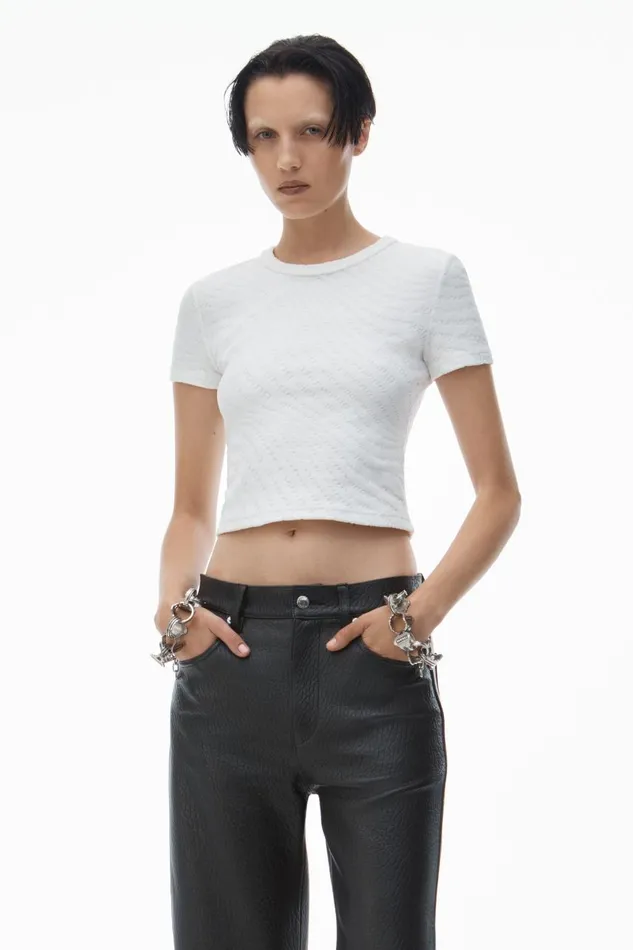 Alexander Wang Tops and Shirts Women Logo Jacquard Short Sleeve Baby Tee