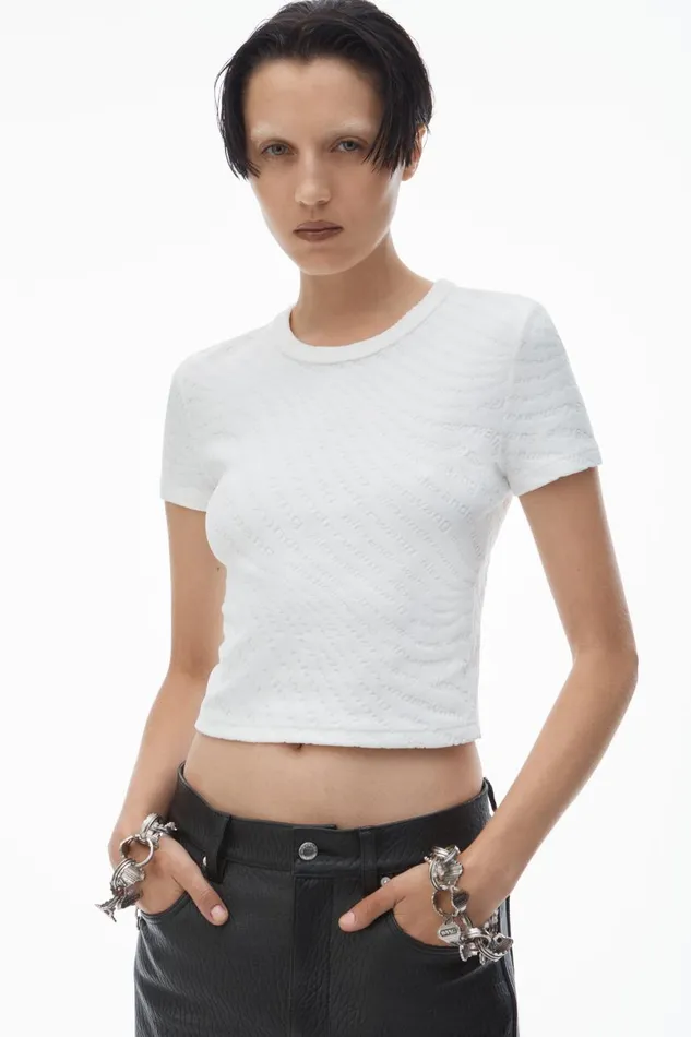 Alexander Wang Tops and Shirts Women Logo Jacquard Short Sleeve Baby Tee