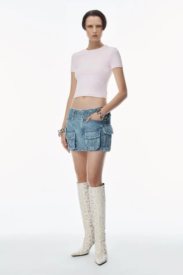 Alexander Wang Tops and Shirts Women Logo Jacquard Short Sleeve Baby Tee