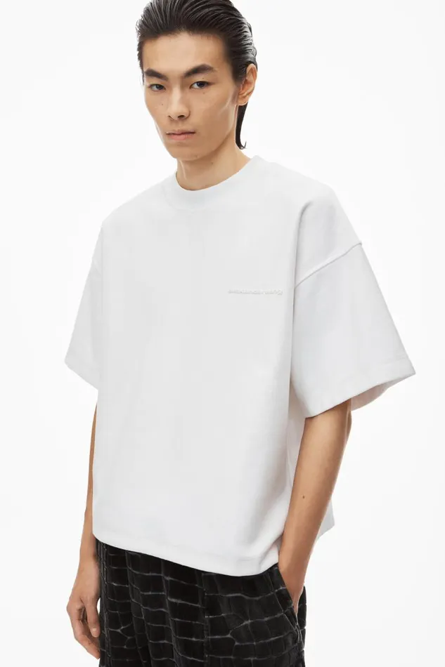 Alexander Wang Tops Men Puffed Logo Oversize Tee In Cotton