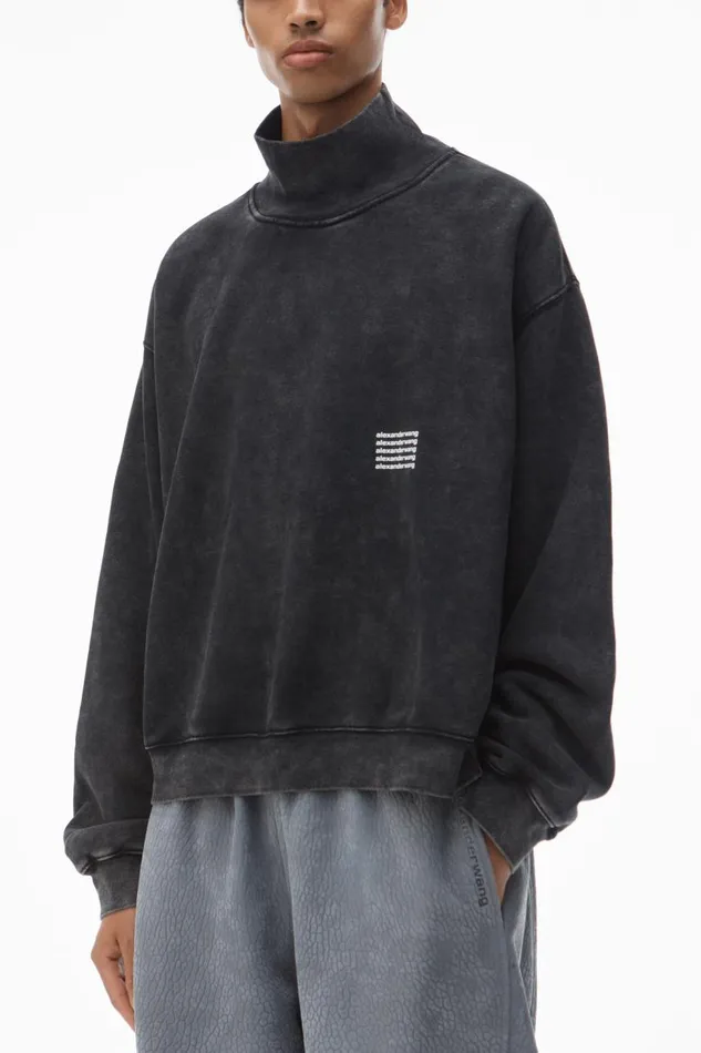 Alexander Wang UnisexWomenMen High Neck Sweatshirt In Dense Fleece