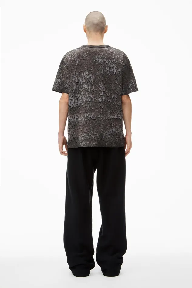 Alexander Wang UnisexWomenMen Logo Embossed Splatter Wash Tee In Cotton Hemp Jersey