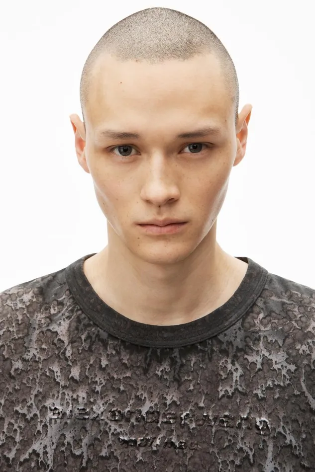 Alexander Wang UnisexWomenMen Logo Embossed Splatter Wash Tee In Cotton Hemp Jersey