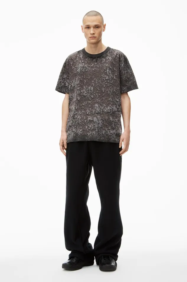 Alexander Wang UnisexWomenMen Logo Embossed Splatter Wash Tee In Cotton Hemp Jersey