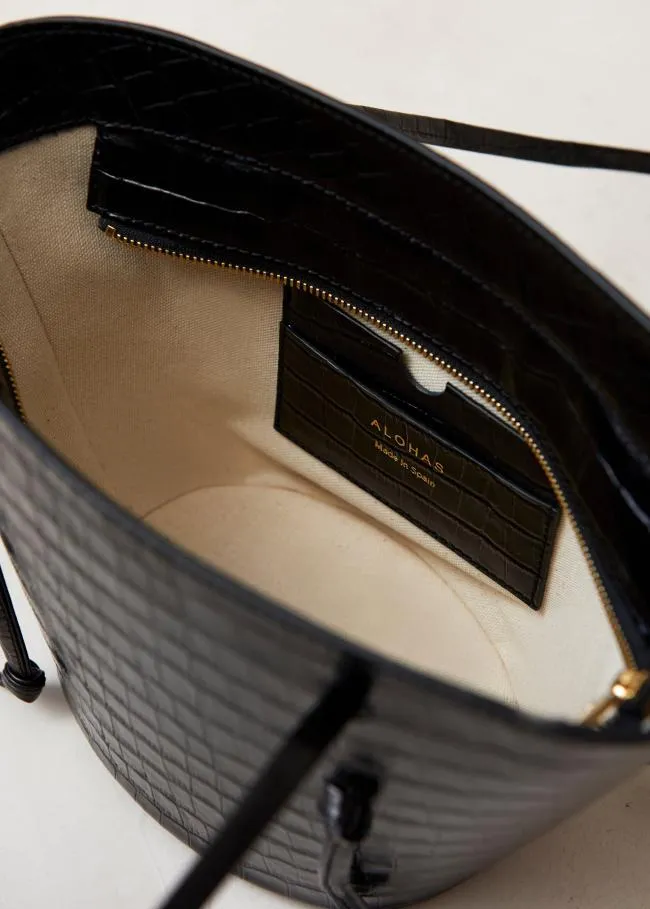 ALOHAS Bags The Tangle 8211 Black Croc Leather Shoulder Bag 8211 Women