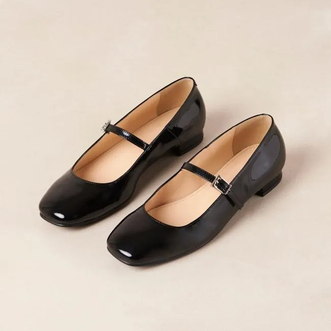 ALOHAS Ballet Flats Por Do Sol 8211 Black Patent Ballet Pumps 8211 Women