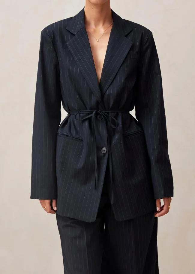 ALOHAS Blazers Lulus 8211 Navy Pinstripe Blazer 8211 Women
