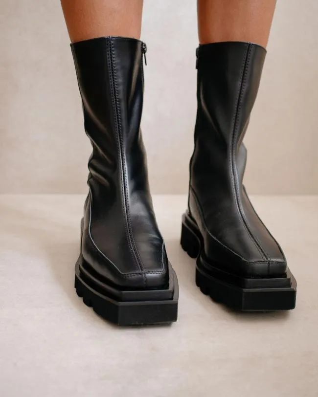 ALOHAS Boots Block 8211 Black Leather Boots 8211 Women
