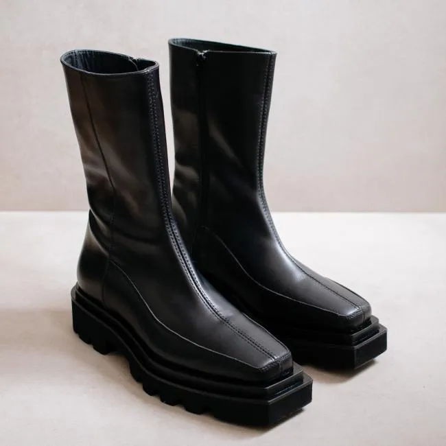 ALOHAS Boots Block 8211 Black Leather Boots 8211 Women