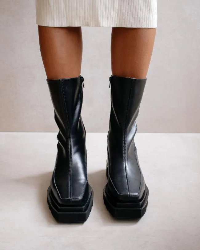 ALOHAS Boots Block 8211 Black Leather Boots 8211 Women