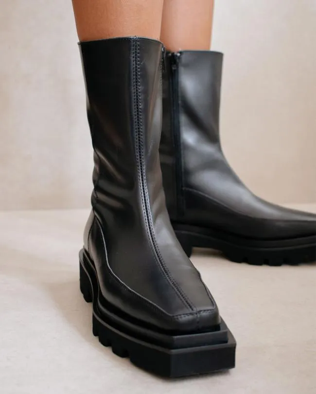 ALOHAS Boots Block 8211 Black Leather Boots 8211 Women