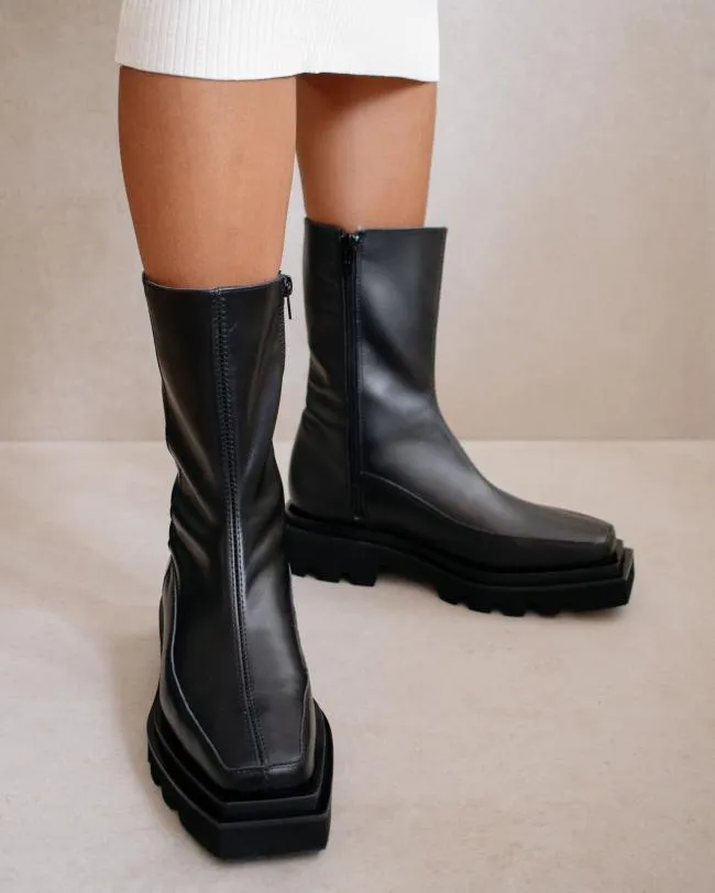 ALOHAS Boots Block 8211 Black Leather Boots 8211 Women