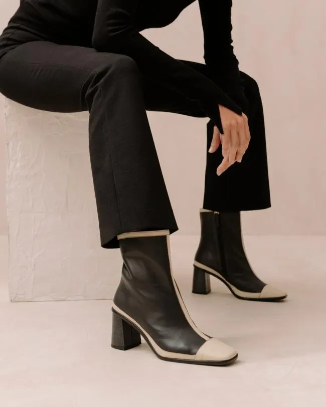 ALOHAS Boots West Retro 8211 Black And Cream Leather Boots 8211 Women