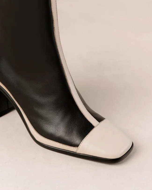 ALOHAS Boots West Retro 8211 Black And Cream Leather Boots 8211 Women