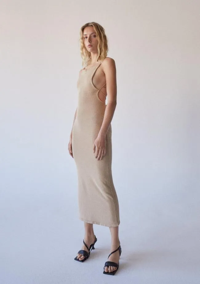 ALOHAS Dresses Delicate Strap 8211 Beige Knit Dress 8211 Women